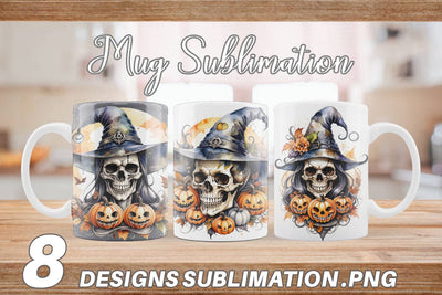Mug Watercolor Skull Sublimation artnoy 