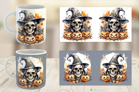 Mug Watercolor Skull Sublimation artnoy 