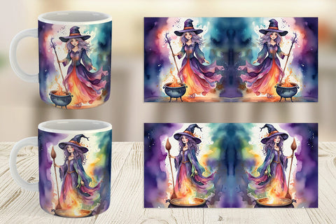 Mug Watercolor Witch Sublimation artnoy 