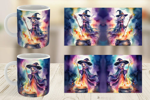 Mug Watercolor Witch Sublimation artnoy 