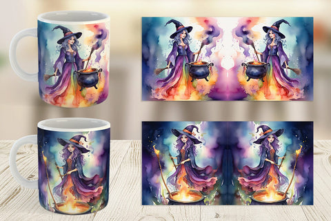 Mug Watercolor Witch Sublimation artnoy 