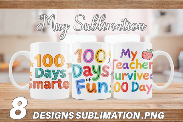 Mug Wrap 100 Days Crayon Fun Quotes Sublimation artnoy 