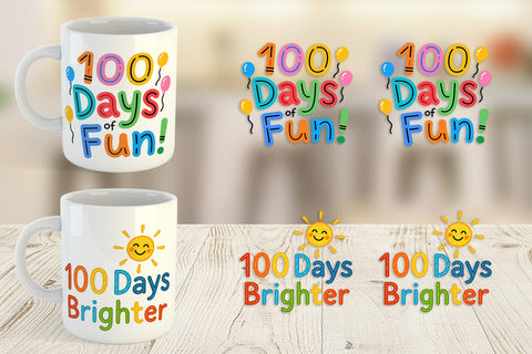 Mug Wrap 100 Days Crayon Fun Quotes Sublimation artnoy 