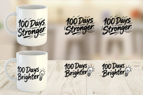 Mug Wrap 100 Days Scribble Art Quotes Sublimation artnoy 