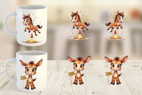 Mug Wrap 2026 Year of the Horse Watercolor Sublimation artnoy 