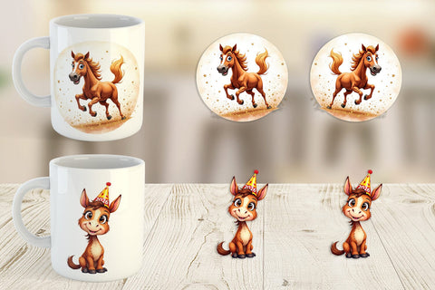 Mug Wrap 2026 Year of the Horse Watercolor Sublimation artnoy 