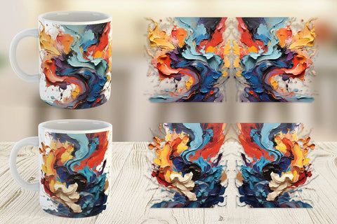 Mug Wrap 3D Abstract Paint Colorful Sublimation artnoy 