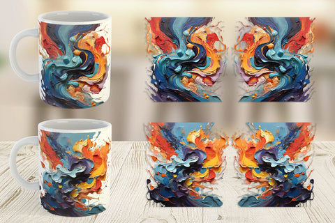 Mug Wrap 3D Abstract Paint Colorful Sublimation artnoy 