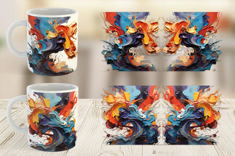 Mug Wrap 3D Abstract Paint Colorful Sublimation artnoy 