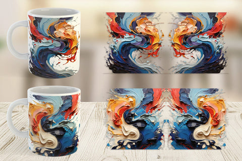 Mug Wrap 3D Abstract Paint Colorful Sublimation artnoy 