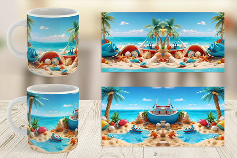 Mug Wrap 3D Beach Summer Sublimation artnoy 