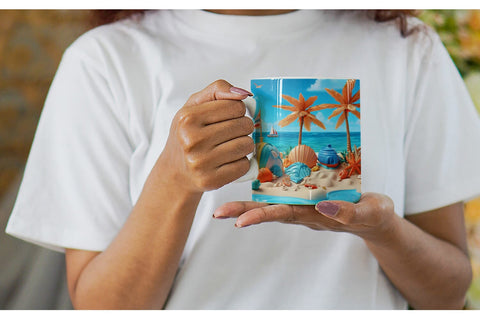 Mug Wrap 3D Beach Summer Sublimation artnoy 