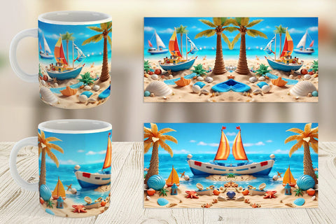 Mug Wrap 3D Beach Summer Sublimation artnoy 