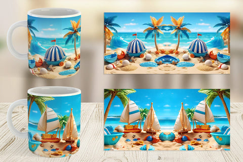 Mug Wrap 3D Beach Summer Sublimation artnoy 