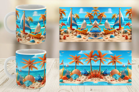 Mug Wrap 3D Beach Summer Sublimation artnoy 