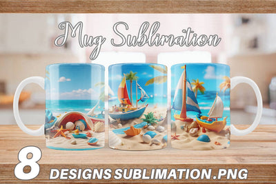 Mug Wrap 3D Beach Summer Sublimation artnoy 