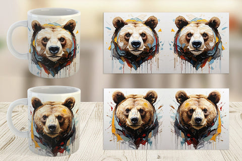 Mug Wrap 3D Bear Painting Sublimation artnoy 