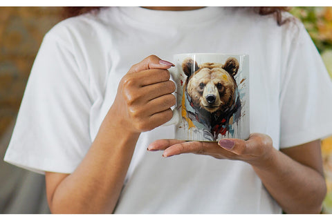 Mug Wrap 3D Bear Painting Sublimation artnoy 