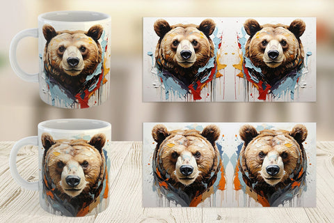 Mug Wrap 3D Bear Painting Sublimation artnoy 
