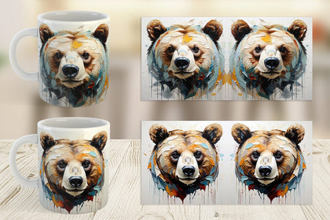 Mug Wrap 3D Bear Painting Sublimation artnoy 