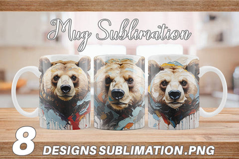 Mug Wrap 3D Bear Painting Sublimation artnoy 