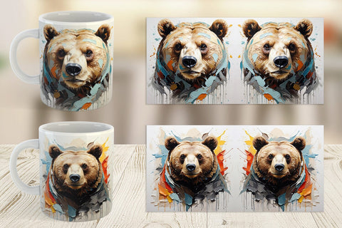 Mug Wrap 3D Bear Painting Sublimation artnoy 