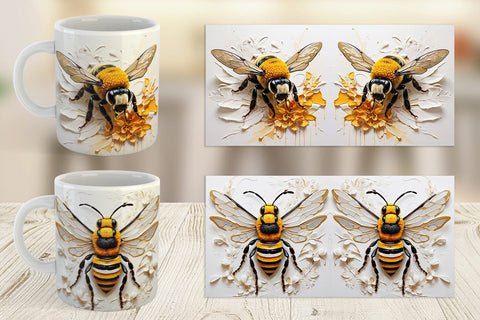 Mug Wrap 3D Bee Painting Sublimation artnoy 