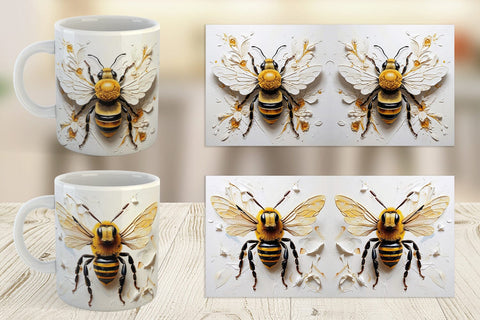 Mug Wrap 3D Bee Painting Sublimation artnoy 