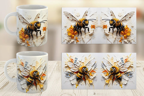 Mug Wrap 3D Bee Painting Sublimation artnoy 