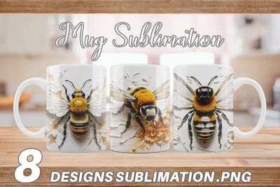 Mug Wrap 3D Bee Painting Sublimation artnoy 