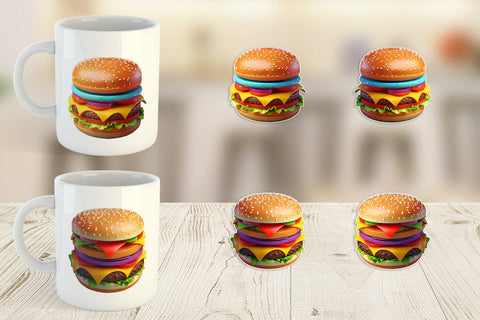 Mug Wrap 3D Burger Sublimation artnoy 