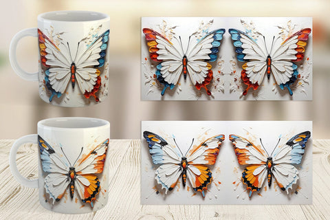 Mug Wrap 3D Butterfly Painting Sublimation artnoy 