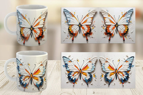 Mug Wrap 3D Butterfly Painting Sublimation artnoy 