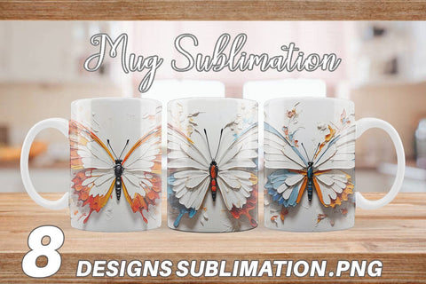 Mug Wrap 3D Butterfly Painting Sublimation artnoy 