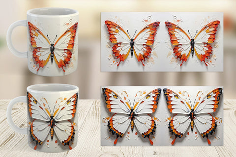 Mug Wrap 3D Butterfly Painting Sublimation artnoy 