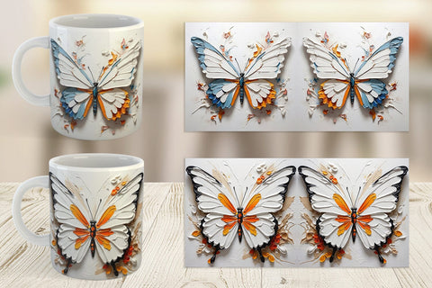 Mug Wrap 3D Butterfly Painting Sublimation artnoy 