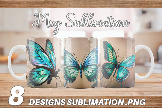 Mug Wrap 3D Butterfly Sublimation artnoy 