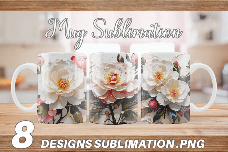 Mug Wrap 3D Camellia Flower Sublimation artnoy 