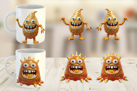 Mug Wrap 3D Candy Corn Monster Sublimation artnoy 