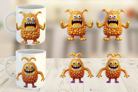 Mug Wrap 3D Candy Corn Monster Sublimation artnoy 