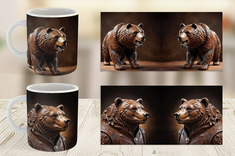 Mug Wrap 3D Carved Bear Sublimation artnoy 