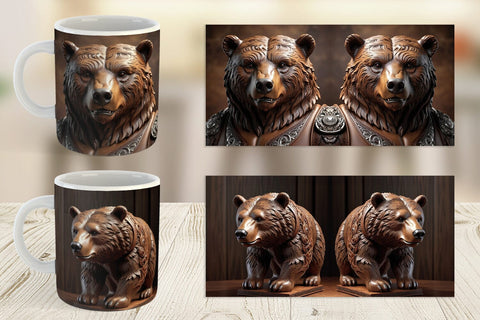 Mug Wrap 3D Carved Bear Sublimation artnoy 