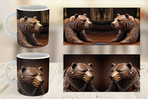 Mug Wrap 3D Carved Bear Sublimation artnoy 