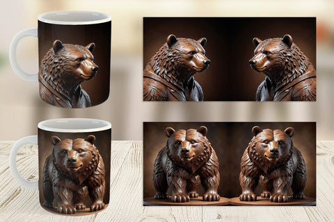 Mug Wrap 3D Carved Bear Sublimation artnoy 