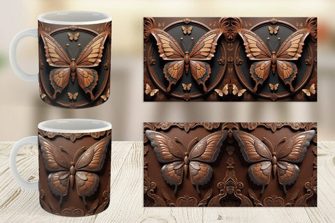 Mug Wrap 3D Carved Butterfly Sublimation artnoy 