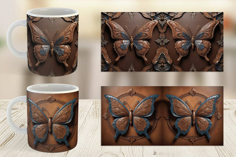 Mug Wrap 3D Carved Butterfly Sublimation artnoy 