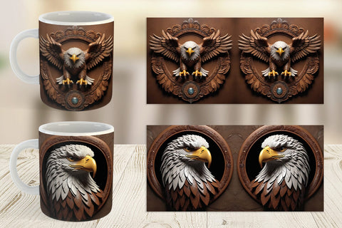 Mug Wrap 3D Carved Eagle Sublimation artnoy 