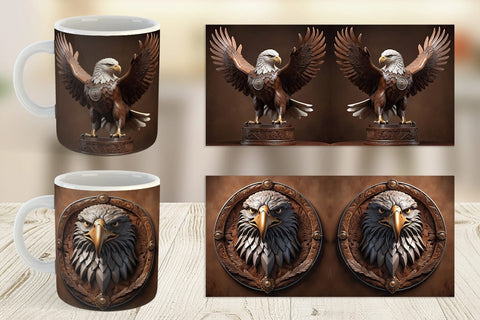 Mug Wrap 3D Carved Eagle Sublimation artnoy 