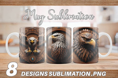 Mug Wrap 3D Carved Eagle Sublimation artnoy 