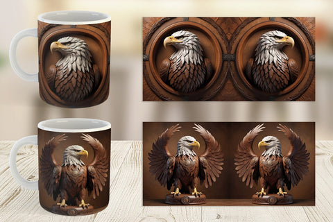 Mug Wrap 3D Carved Eagle Sublimation artnoy 